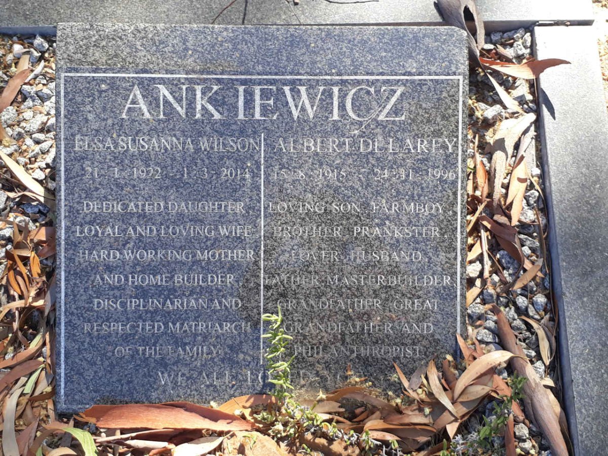 ANKIEWICZ Albert De Larey 1915-1996 &amp; Elsa Susanna Wilson 1922-2014