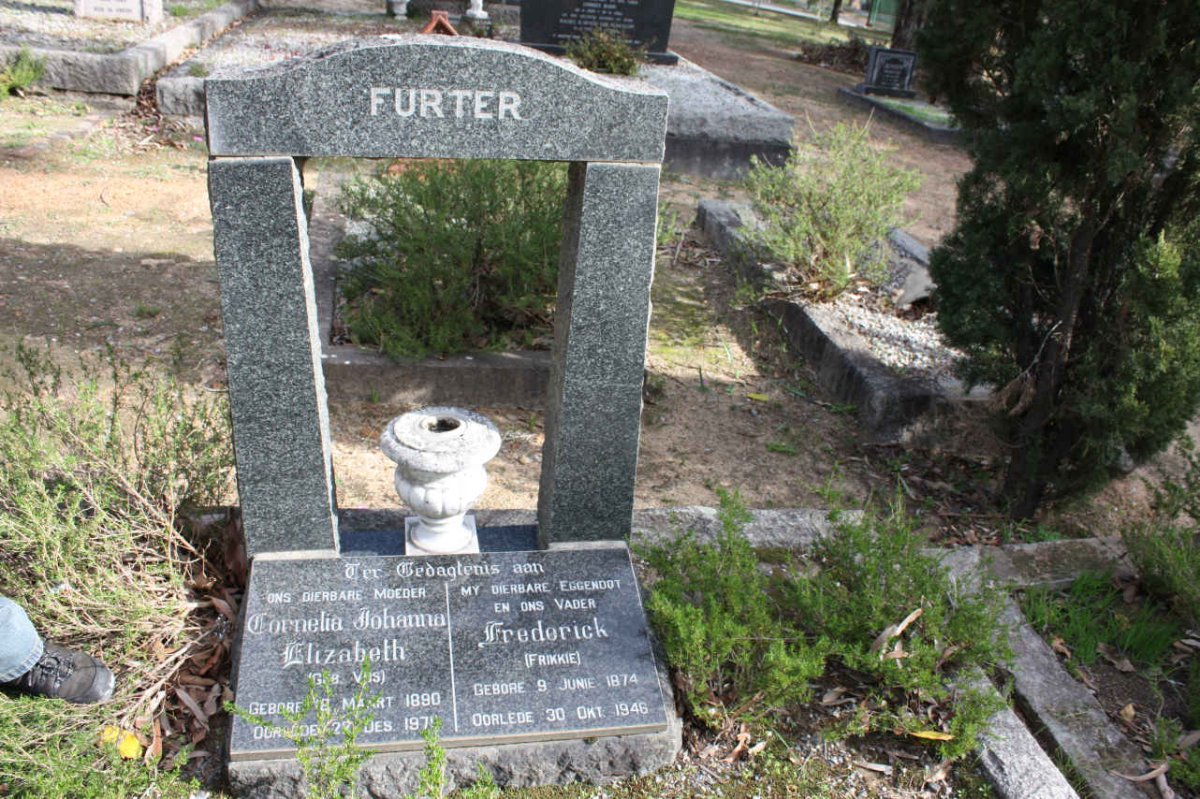 FURTER Frederick 1874-1946 &amp; Cornelia Johanna Elizabeth VOS 1890-1971