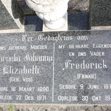 FURTER Frederick 1874-1946 &amp; Cornelia Johanna Elizabeth VOS 1890-1971