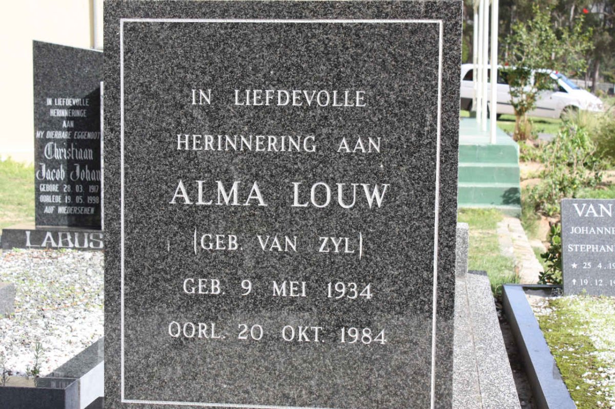 LOUW Alma nee VAN ZYL 1934-1984