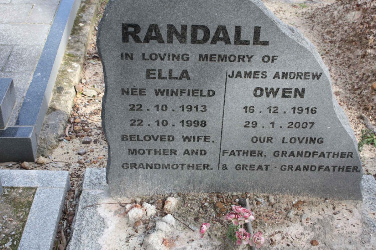 RANDALL Owen 1916-2007 &amp; Ella WINFIELD 1913-1998
