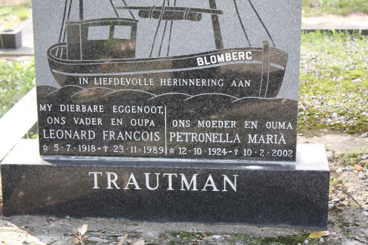TRAUTMAN Leonard Francois 1918-1989 &amp; Petronella Maria 1924-2002