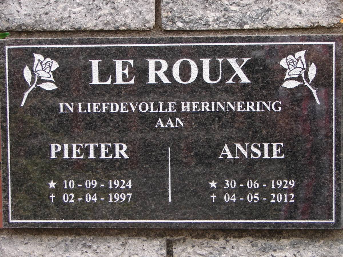 ROUX Pieter, le 1924-1997 &amp; Ansie 1929-2012