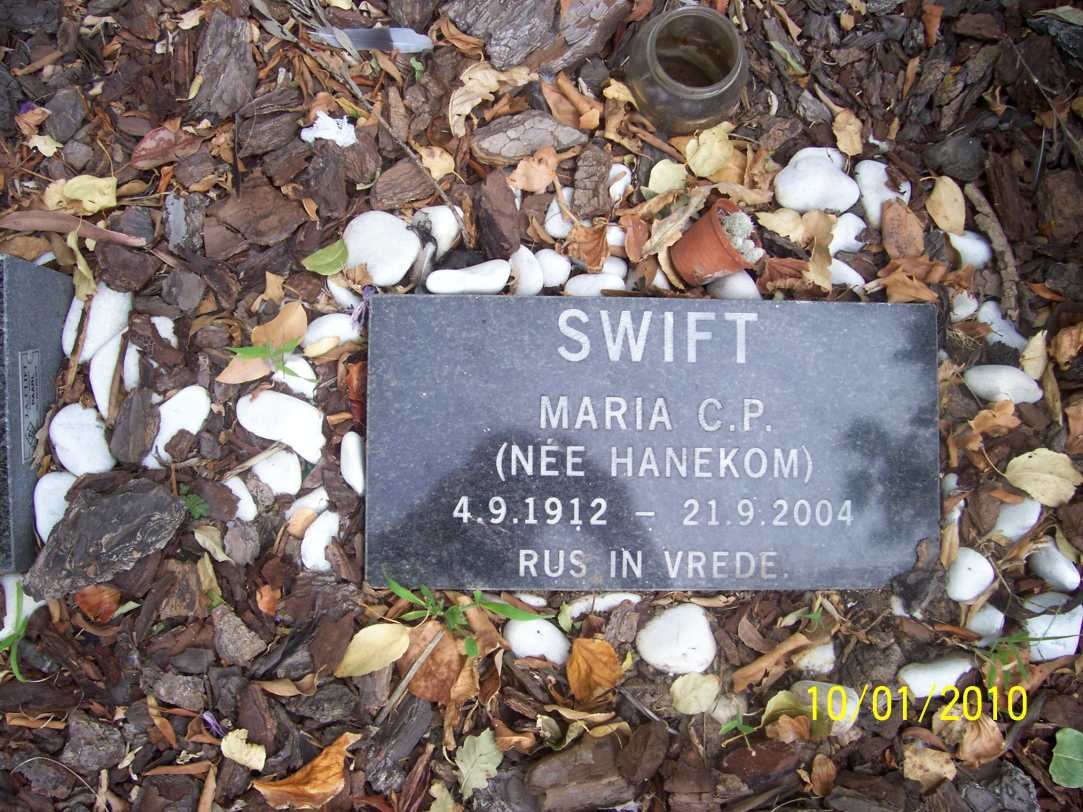 SWIFT Maria C.P. nee HANEKOM 1912-2004