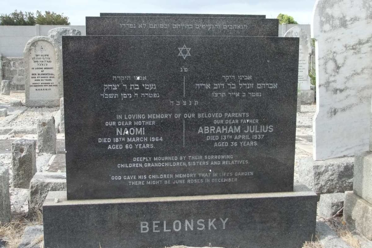 BELONSKY Abraham Julius -1937 &amp; Naomi -1964