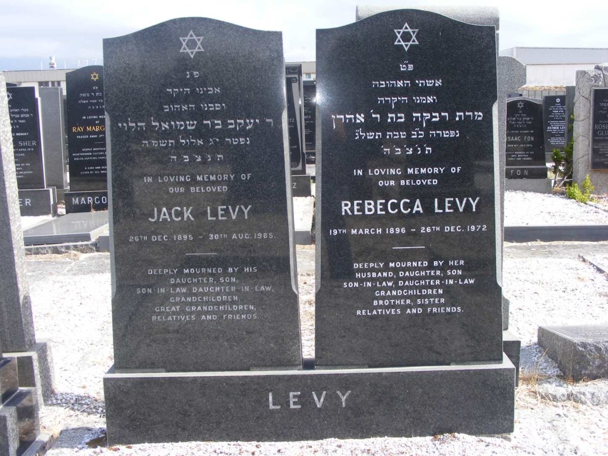 LEVY Jack 1895-1985 &amp; Rebecca 1896-1972