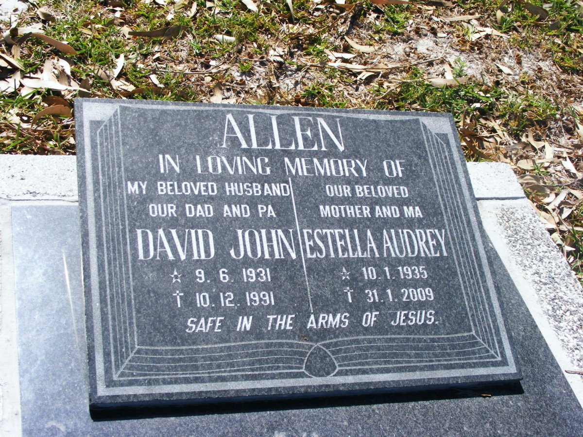 ALLEN David John 1931-1991 &amp; Estella Audrey 1935-2009