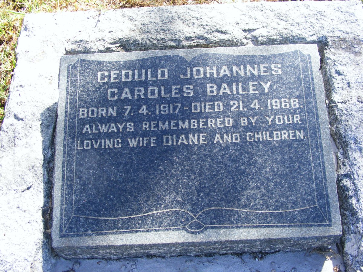 BAILEY Geduld Johannes Caroles 1917-1968