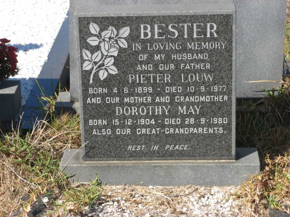 BESTER Pieter Louw 1899-1977 &amp; Dorothy May 1904-1980