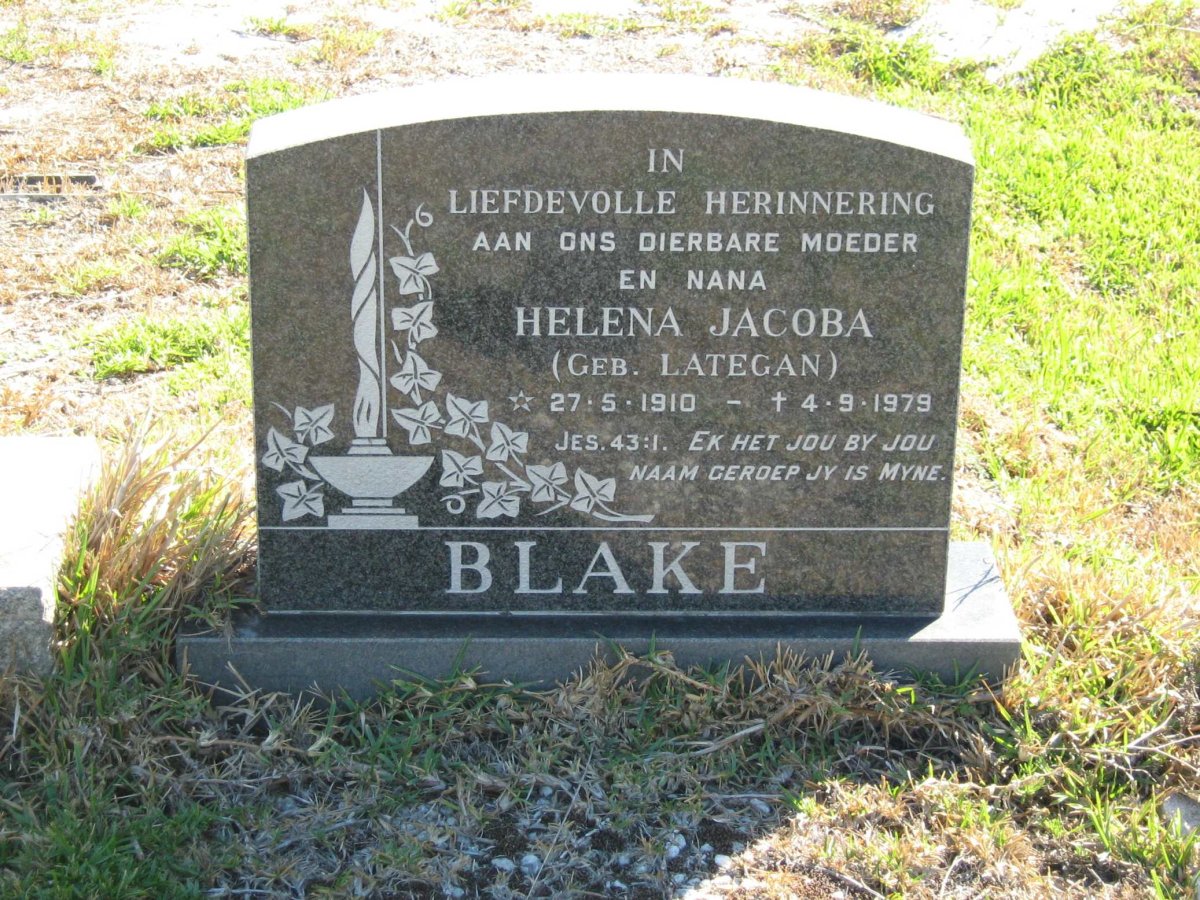 BLAKE Helena Jacoba nee LATEGAN 1910-1979