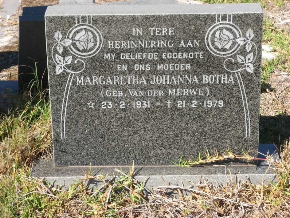 BOTHA Margaretha Johanna nee VAN DER MERWE 1931-1979