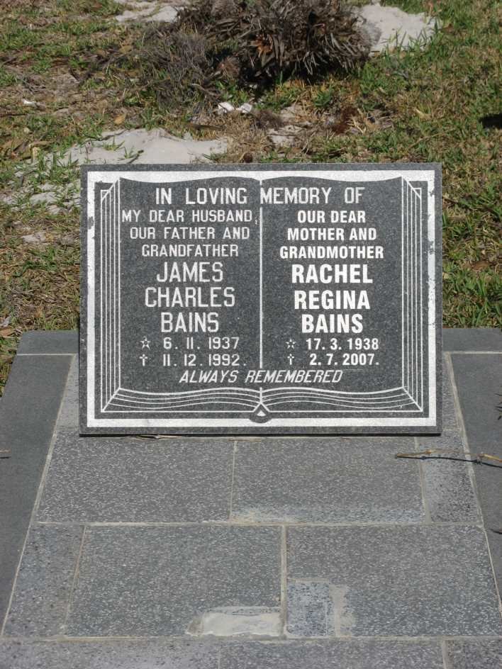 BAINS James Charles 1937-1992 &amp; Rachel Regina 1938-2007