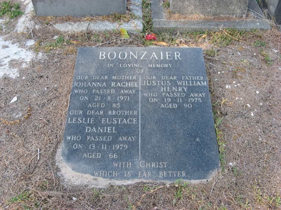BOONZAIER Justus William Henry -1975 &amp; Johanna Rachel -1971 :: BOONZAIER Leslie Eustace Daniel -1979