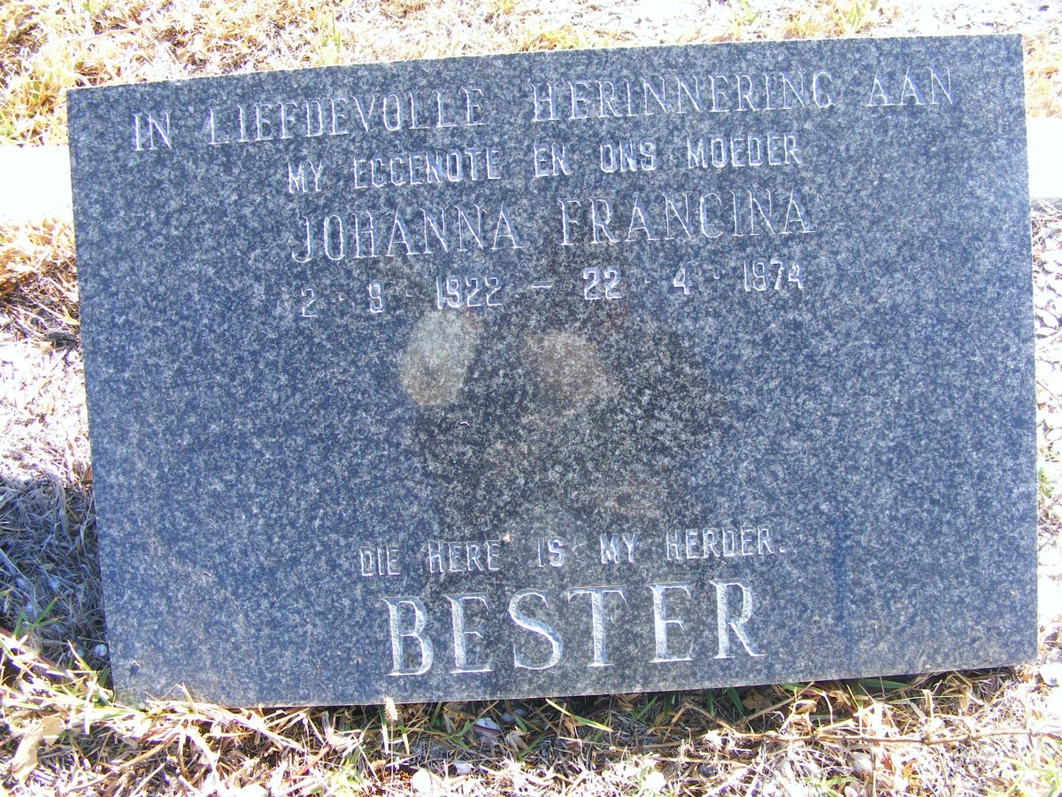 BESTER Johanna Francina 1922-1974