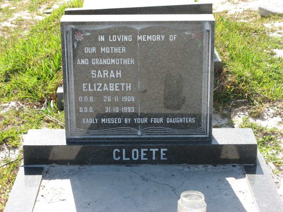 CLOETE Sarah Elizabeth 1909-1993