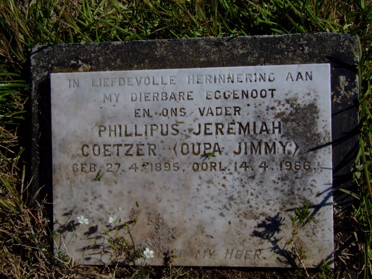 COETZER Phillipus Jeremiah 1895-1966
