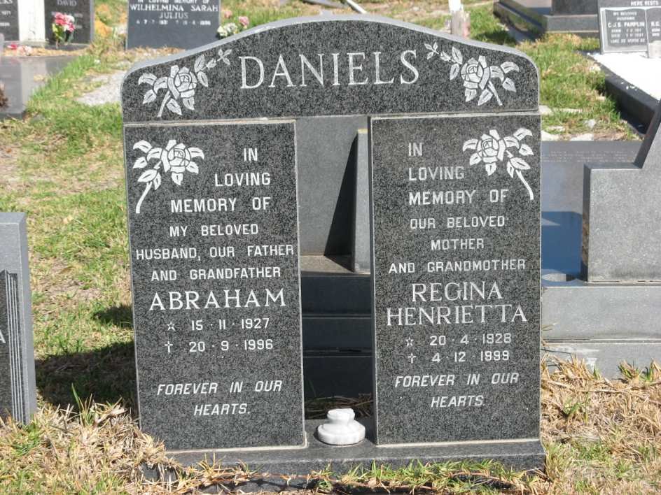 DANIELS Abraham 1927-1996 &amp; Regina Henrietta 1928-1999