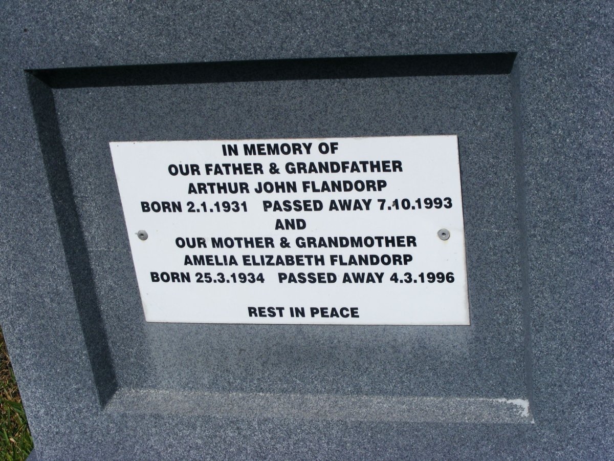 FLANDORP Arthur John 1931-1993 &amp; Amelia Elizabeth 1934-1996