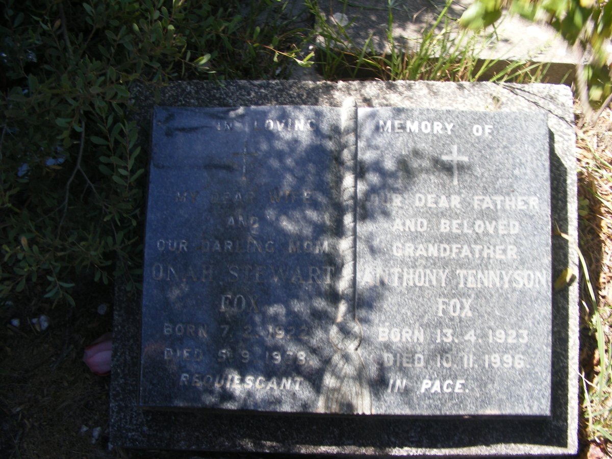 FOX Anthony Tennyson 1923-1996 &amp; Onah Stewart 1922-1968