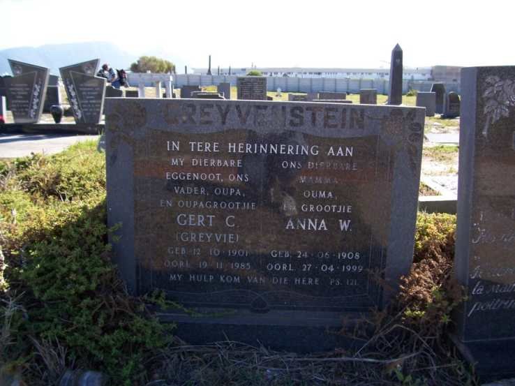 GREYVENSTEIN Gert C. 1901-1983 &amp; Anna W. 1908-1999