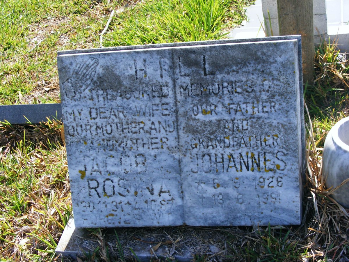 HILL Johannes 1926-1991 &amp; Jacoba Rosina 1931-1987