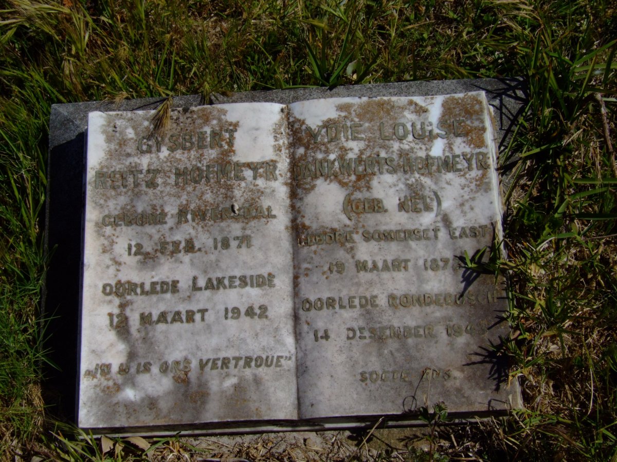 HOFMEYR Gysbert Reitz 1871-1942 &amp; Ydie Louise Dankwerts NEL 1872-1943