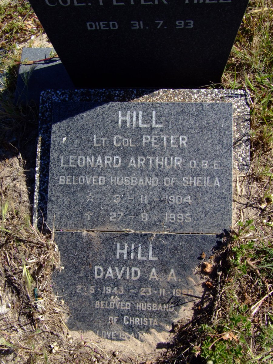 HILL Peter Leonard Arthur 1904-1995 &amp; Sheila -1993 :: HILL David A.A. 1943-1998