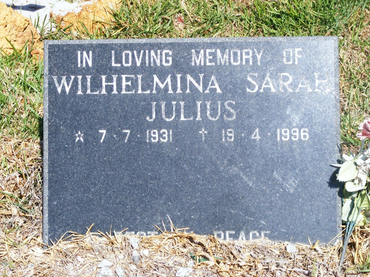 JULIUS Wilhelmina Sarah 1931-1996