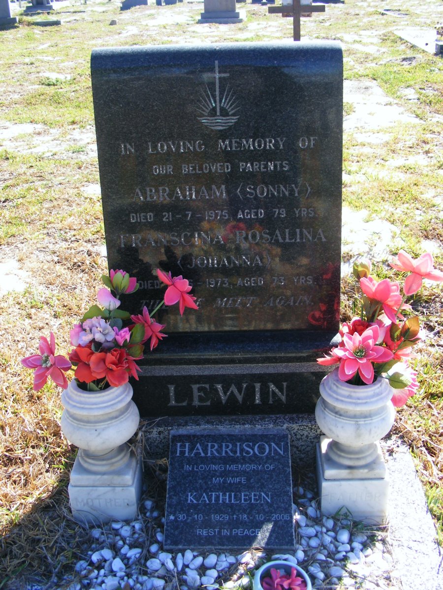 LEWIN Abraham -1975 &amp; Franscina Rosalina -1973 :: HARRISON Kathleen 1929-2006