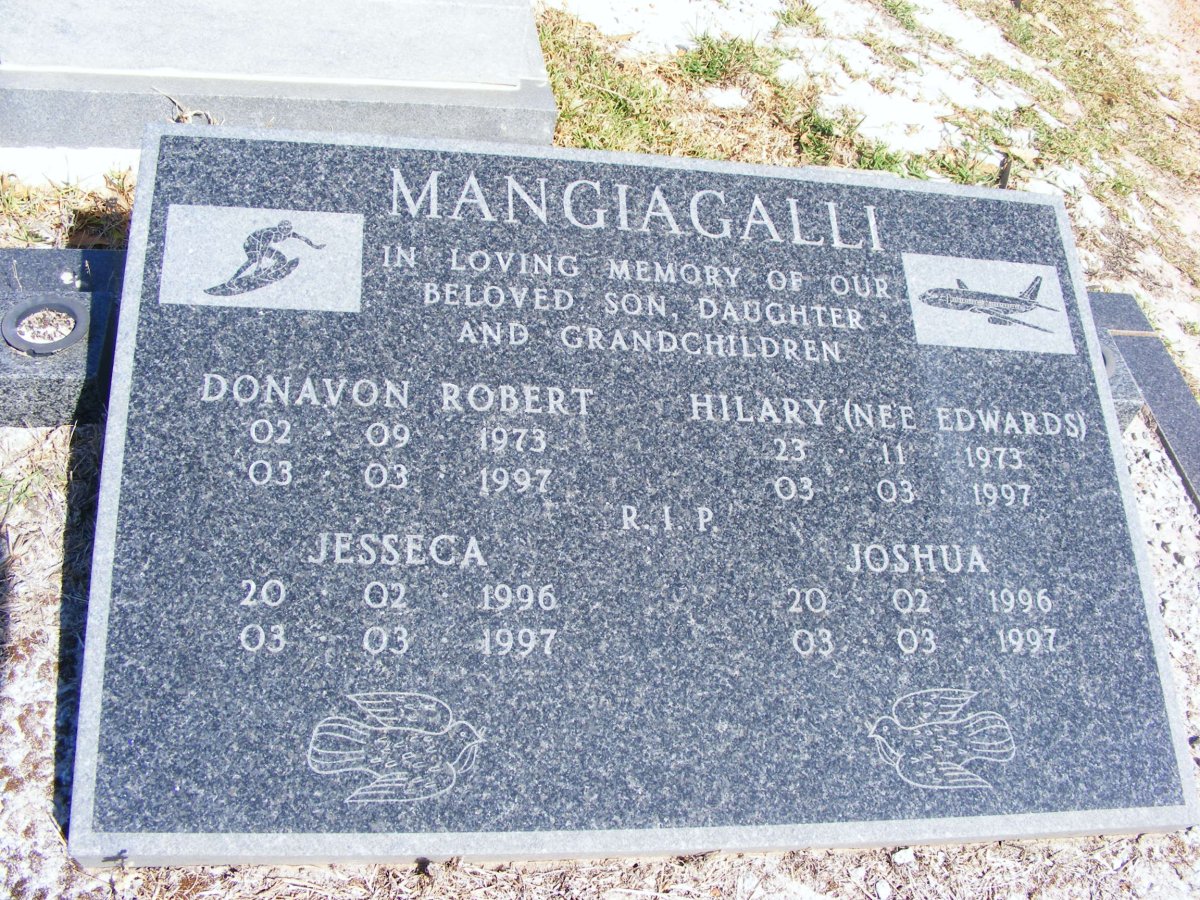 MANGIAGALLI Donavon Robert 1973-1997 &amp; Hilary EDWARDS 1973-1997