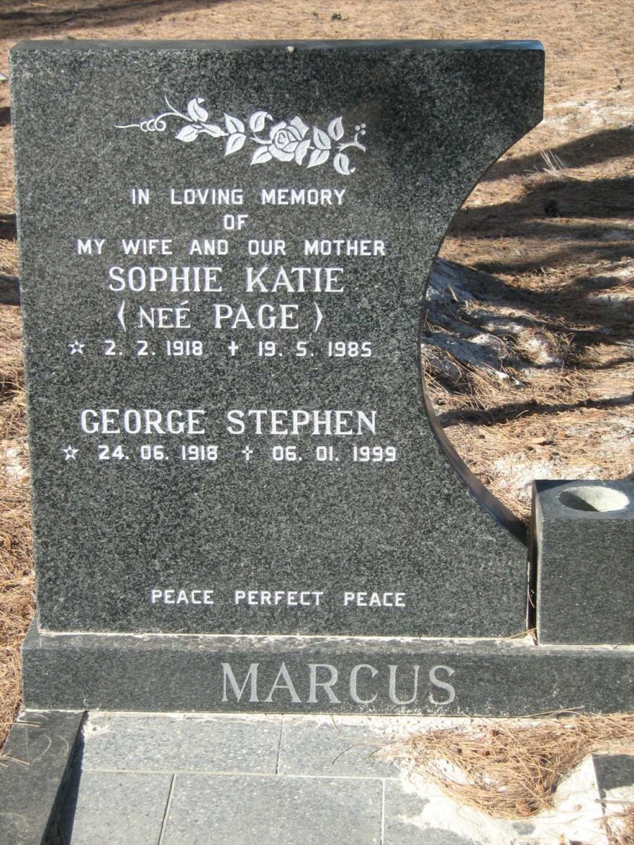 MARCUS George Stephen 1918-1999 &amp; Sophie Katie PAGE 1918-1985