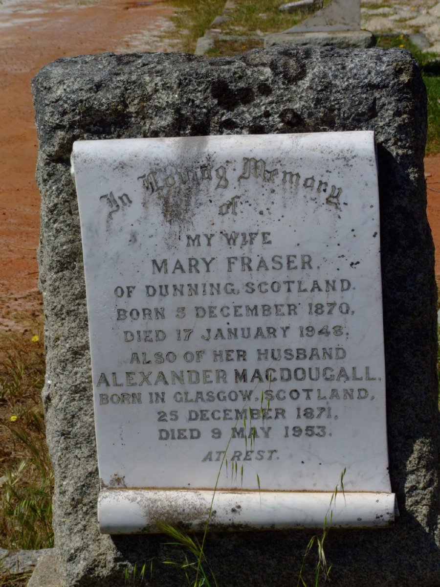 MACDOUGALL Alexander 1871-1953 &amp; Mary FRASER 1870-1948
