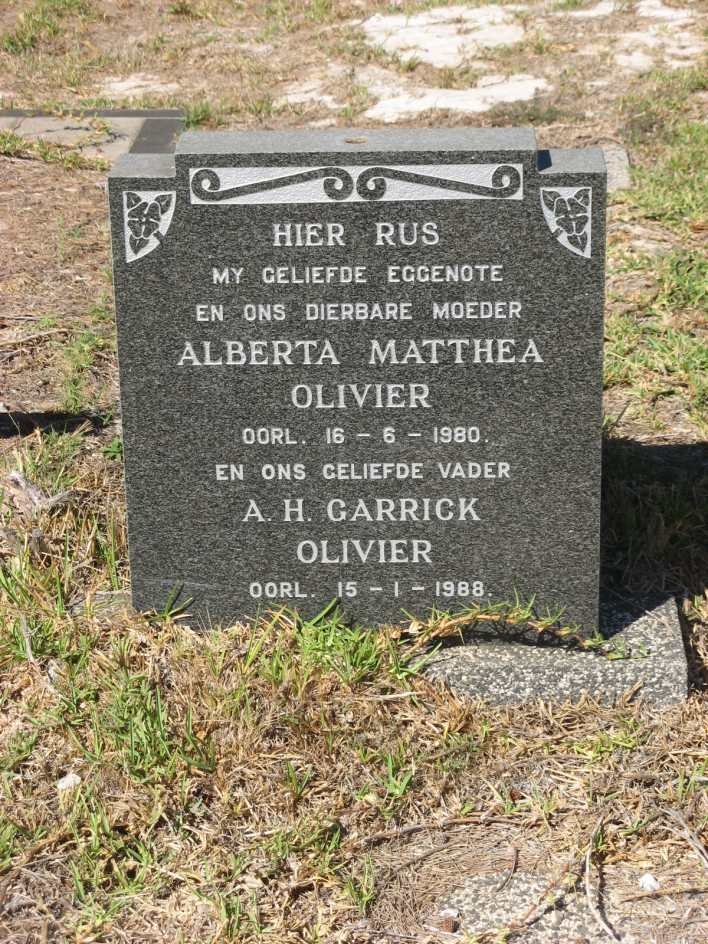 OLIVIER A.H. Garrick -1988 &amp; Alberta Matthea -1980