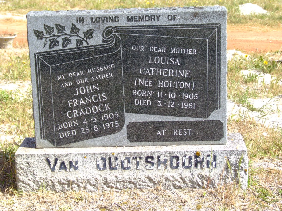 OUDTSHOORN John Francis Cradock, van 1905-1975 &amp; Louisa Catherine HOLTON 1905-1981