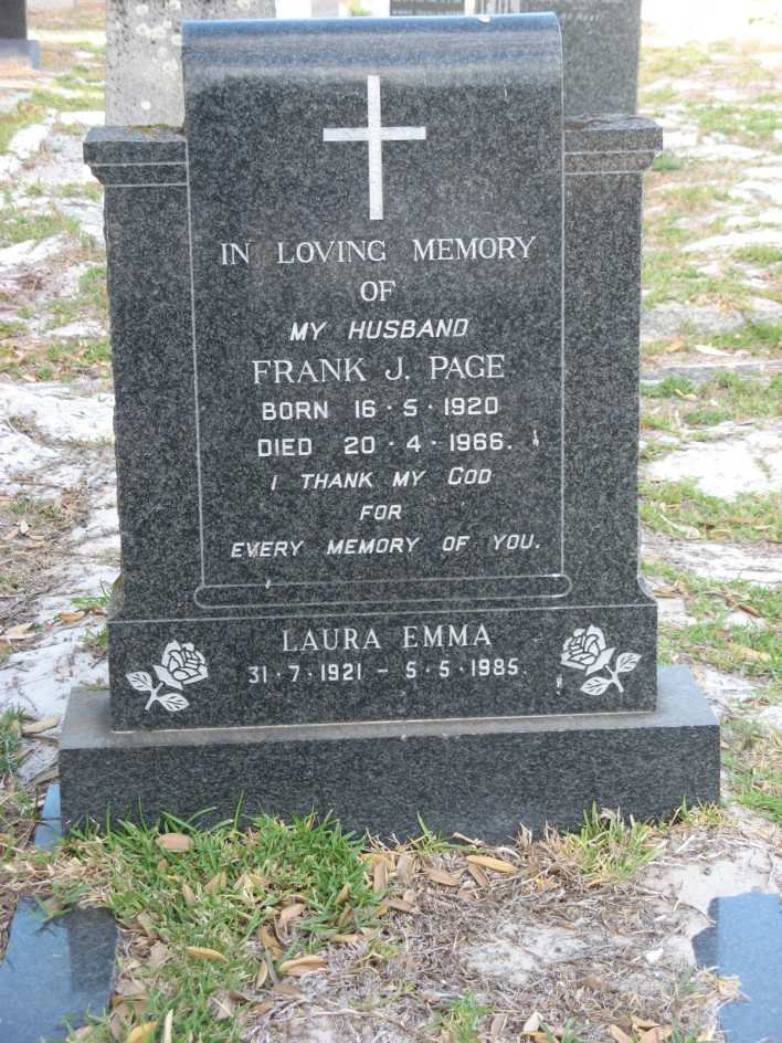 PAGE Frank J. 1920-1966 &amp; Laura Emma 1921-1985