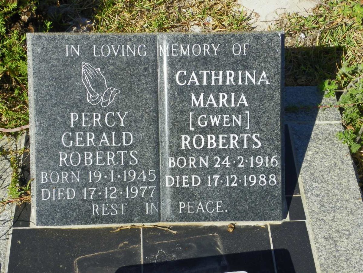 ROBERTS Cathrina Maria 1916-1988 :: ROBERTS Percy Gerald 1945-1977
