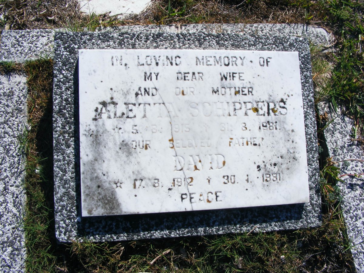 SCHIPPERS David 1912-1991 &amp; Aletta 1915-1981
