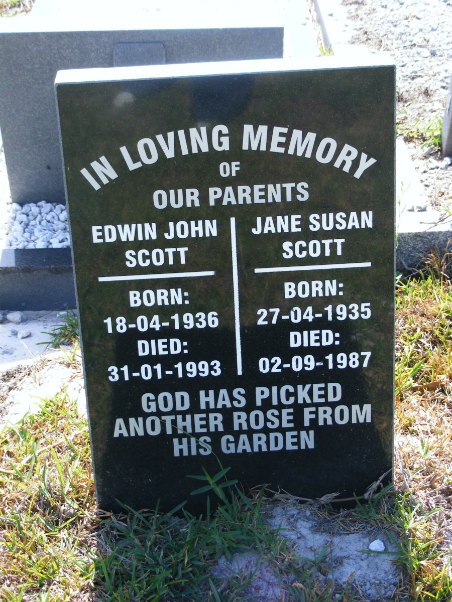 SCOTT Edwin John 1936-1993 &amp; Jane Susan 1935-1987