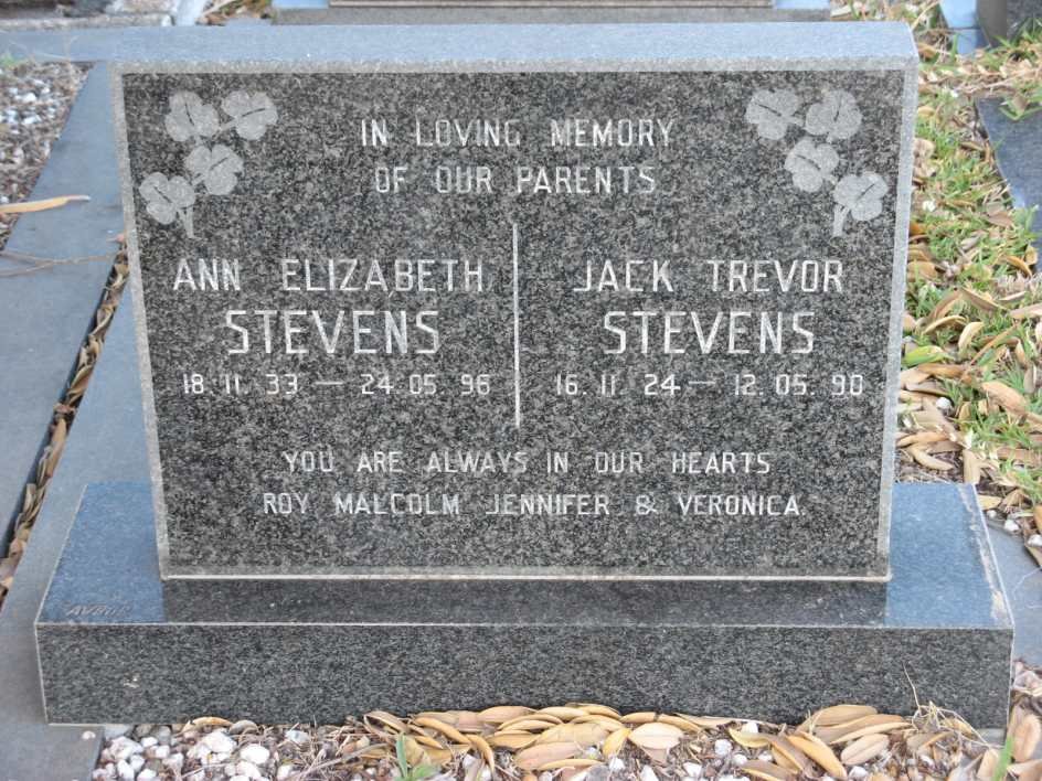 STEVENS Jack Trevor 1924-1990 &amp; Ann Elizabeth 1933-1996