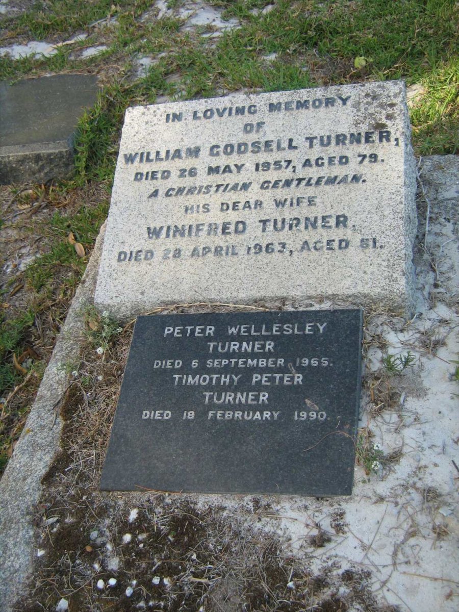 TURNER William Godsell -1957 &amp; Winifred -1963 :: TURNER Peter Wellesley -1965 :: TURNER Timothy Peter -1990