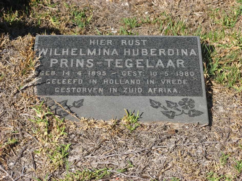 TEGELAAR Wilhelmina Huberdina, PRINS 1895-1980