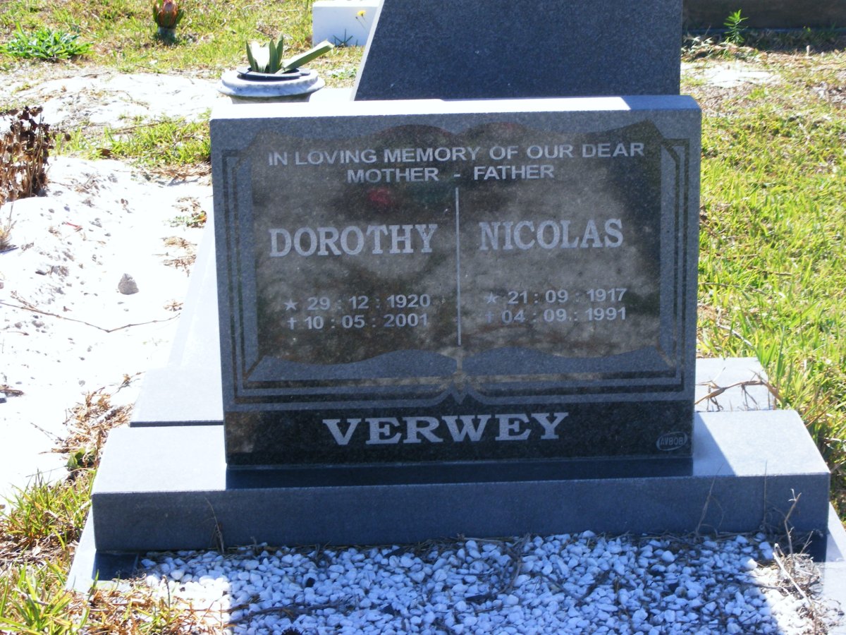 VERWEY Nicolas 1917-1991 &amp; Dorothy 1920-2001