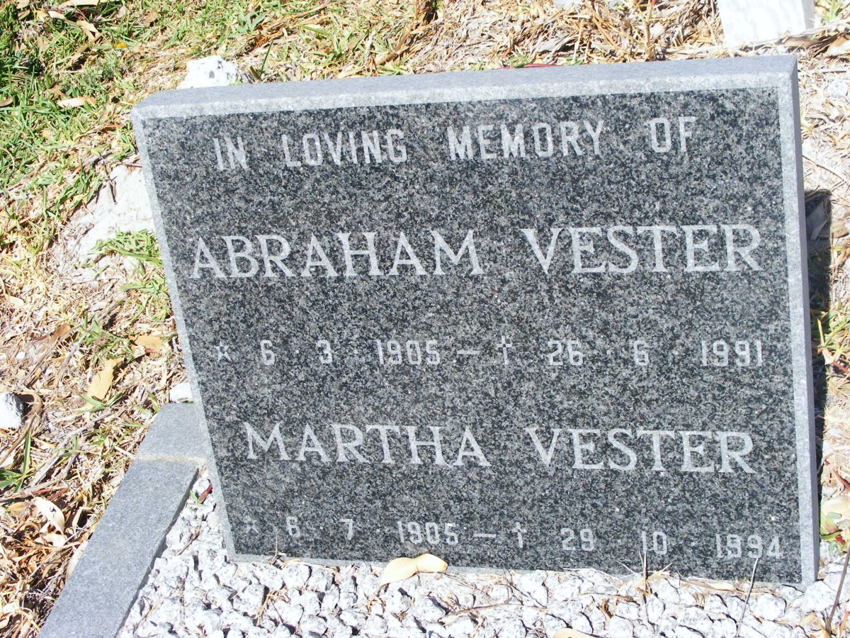 VESTER Abraham 1905-1991 &amp; Martha 1905-1994