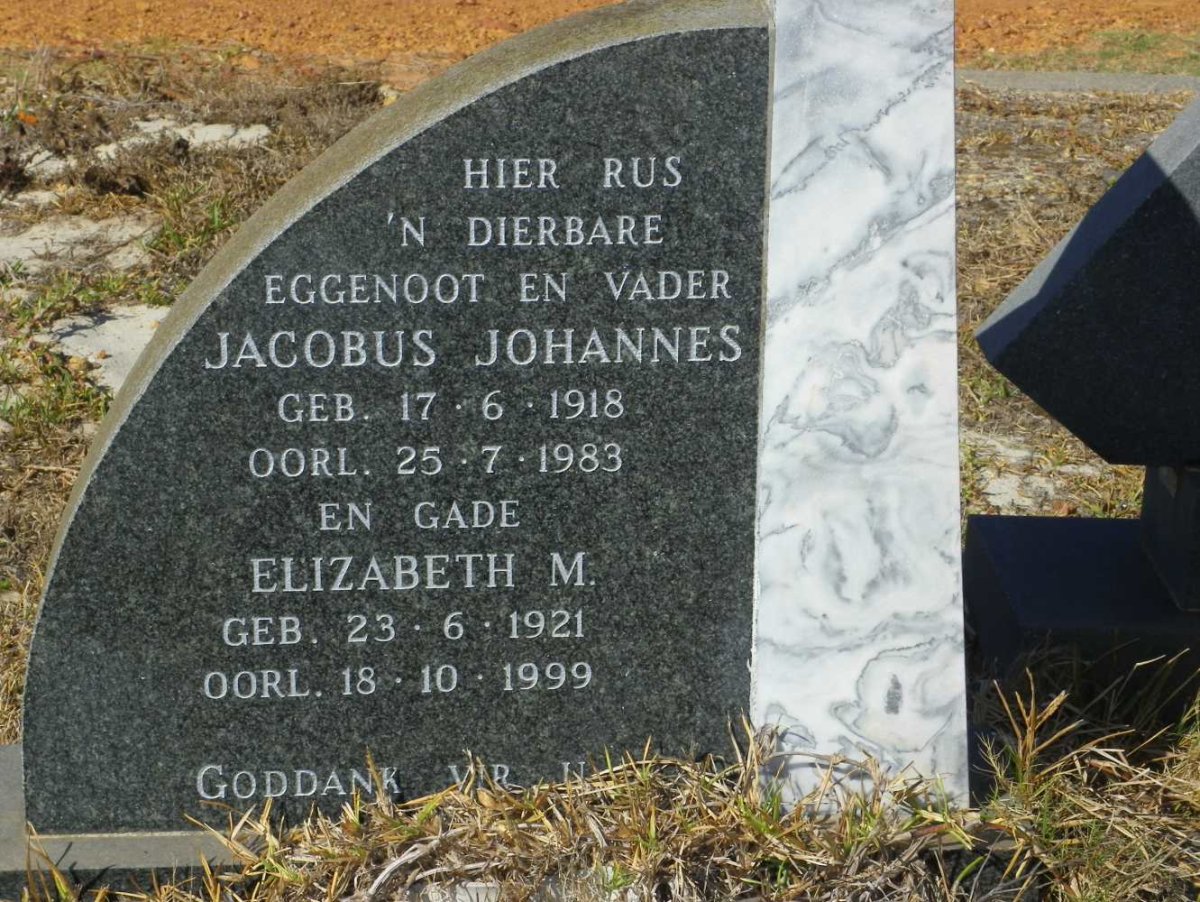 VERMEULEN Jacobus Johannes 1918-1983 &amp; Elizabeth M. 1921-1999