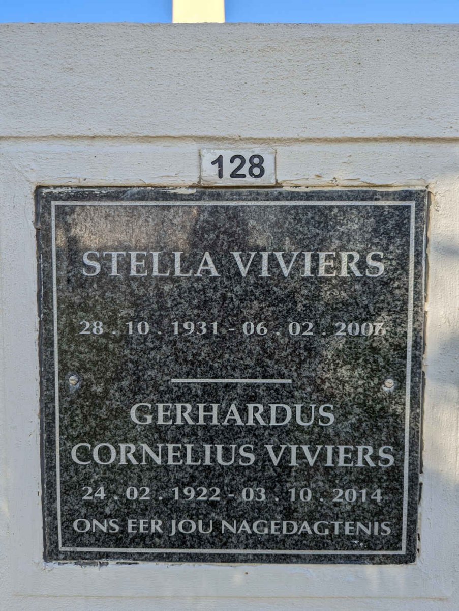 VIVIERS Gerhardus Cornelius 1922-2014 &amp; Stella 1931-2007