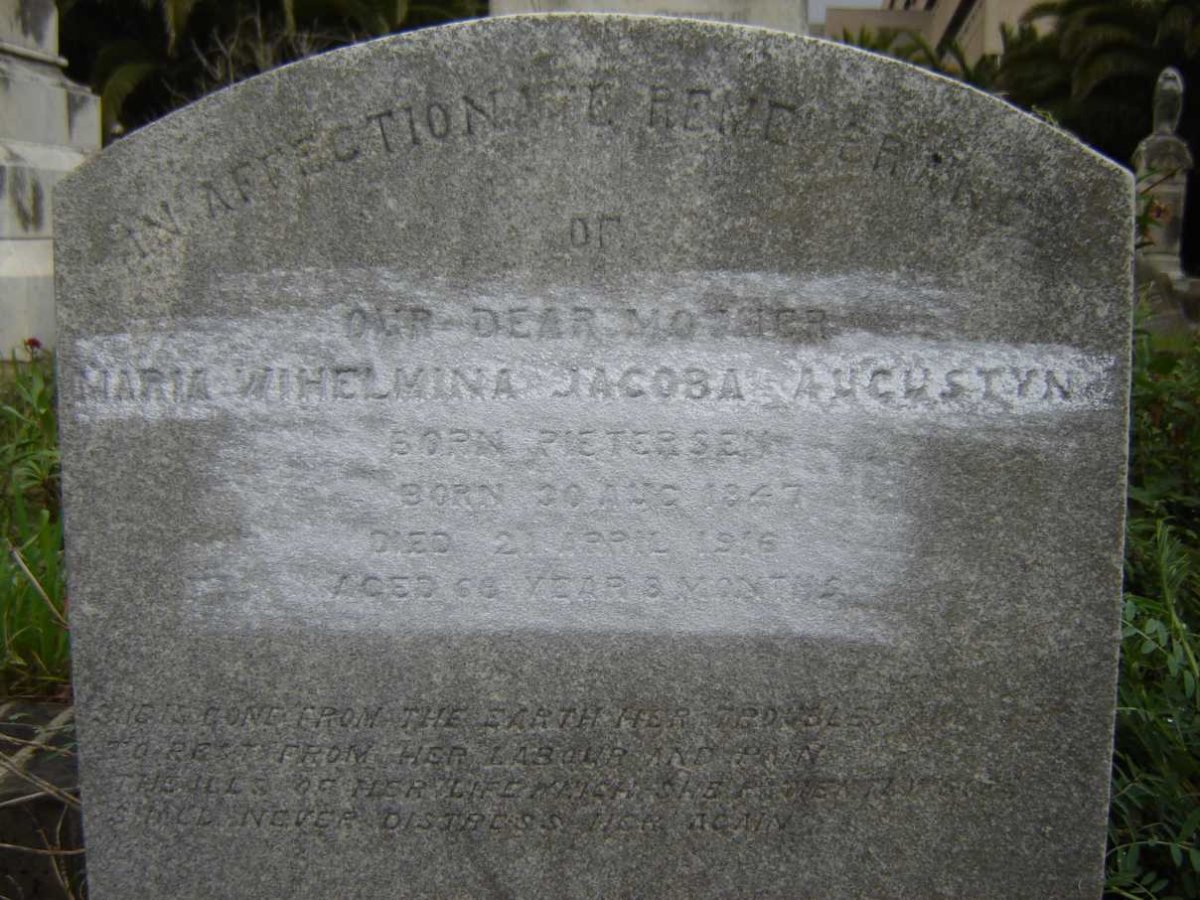 AUGUSTYN Maria Wihelmina Jacoba nee PIETERSEN 1847-1916