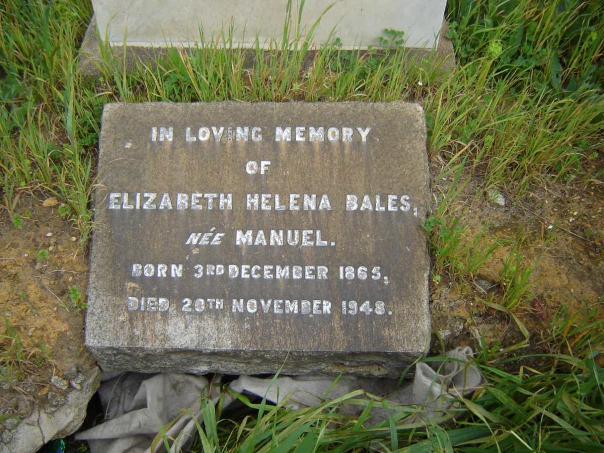 BALES Elizabeth Helena nee MANUEL 1865-1948