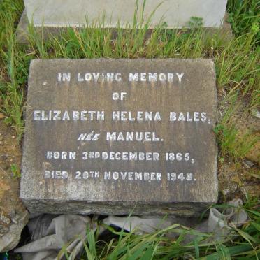 BALES Elizabeth Helena nee MANUEL 1865-1948