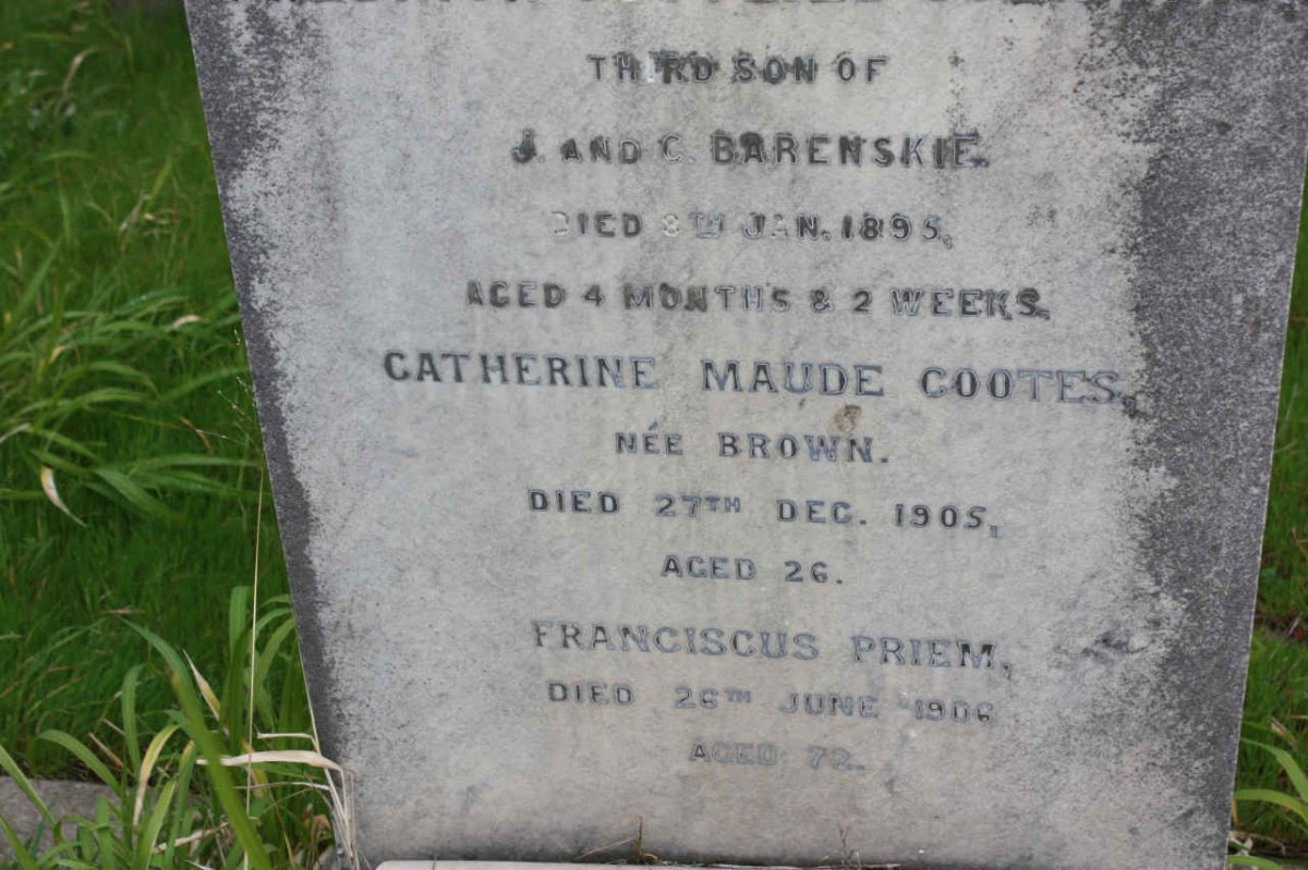 BARENSKIE Catherine Maude Cootes nee BROWN -1905 :: PRIEM Franciscus -1906