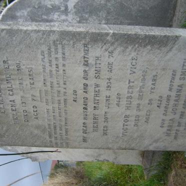 CALMEYER Elizabeth Helena -1901 :: SMITH Henry Mathew -1934 &amp; Maria Johanna -1949